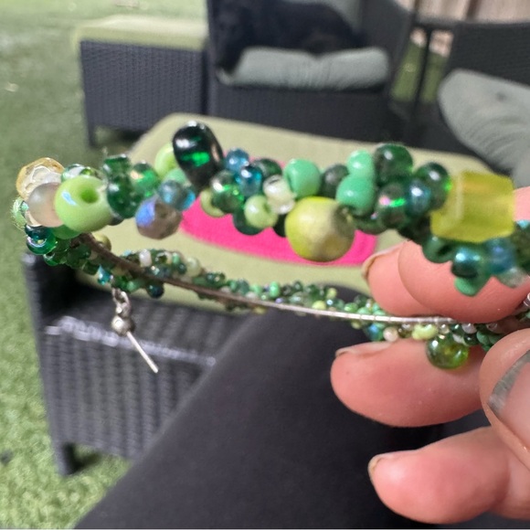 6cm Green Ombré Confetti Beaded Earrings - Picture 4 of 5